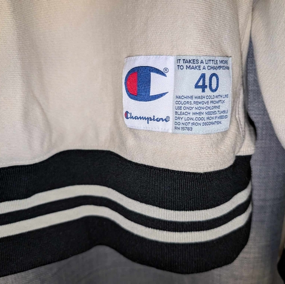 Champion vintage cream/black reverse weave crewneck sweatshirt size medium - Picture 4 of 4